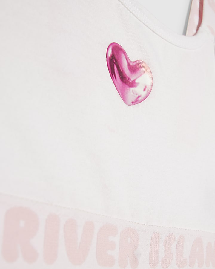 Girls White Strappy Crop Top and Brief Set