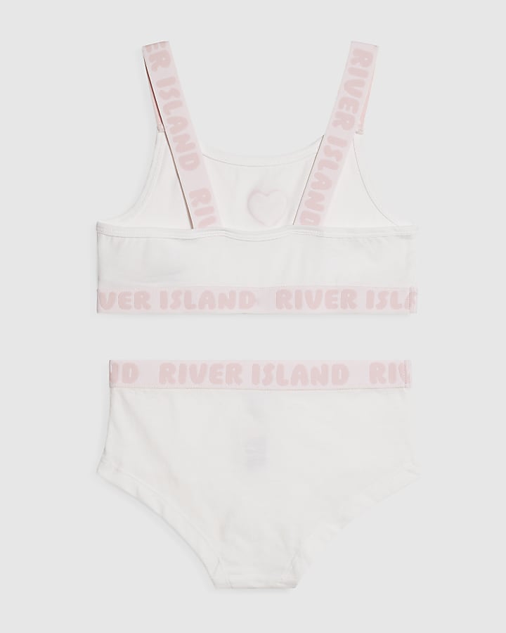 Girls White Strappy Crop Top and Brief Set