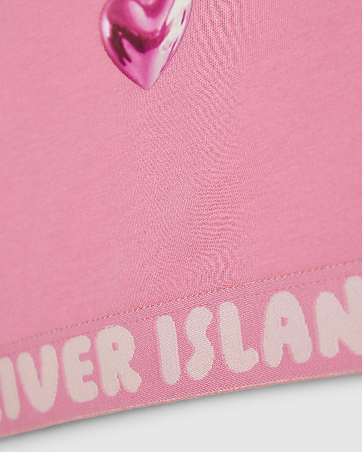 Girls Pink Strappy Crop and Brief Set