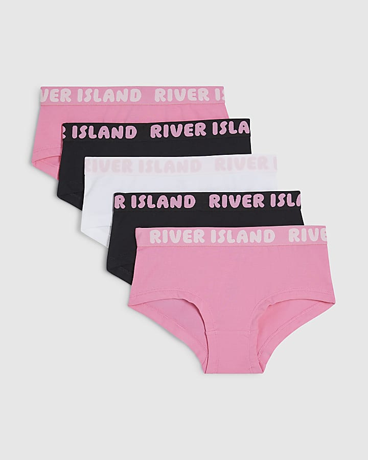 Girls Pink Hipster Pack Of 5 Briefs