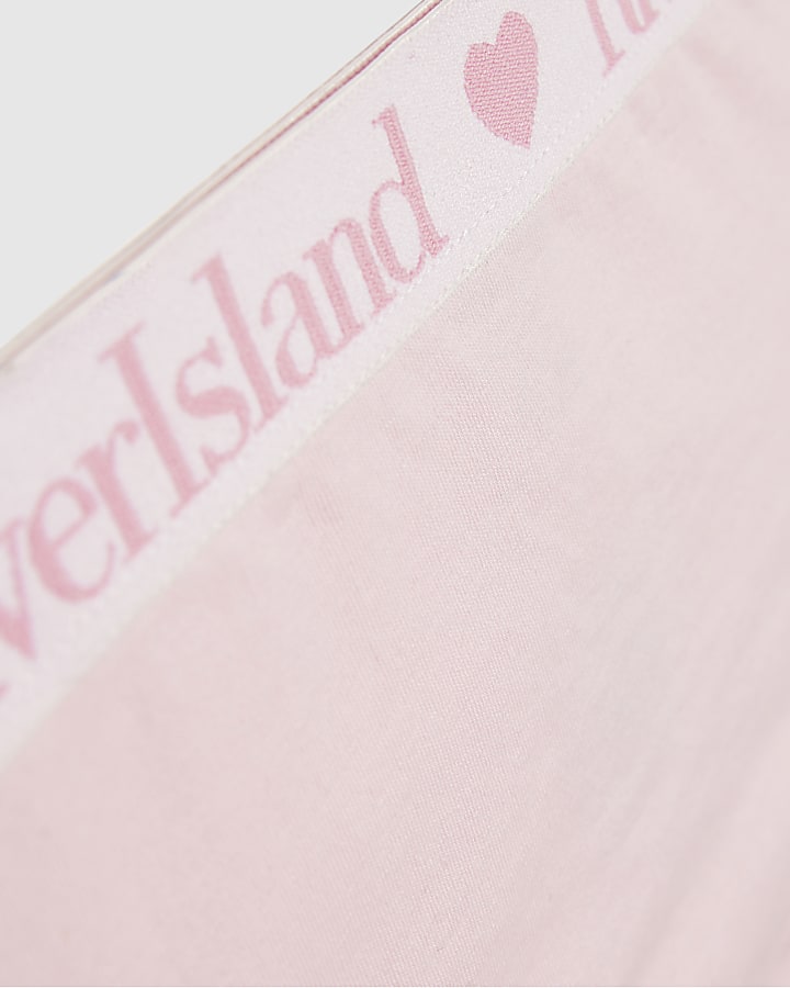 Girls Pink Ruched Crop Top And Brief Set