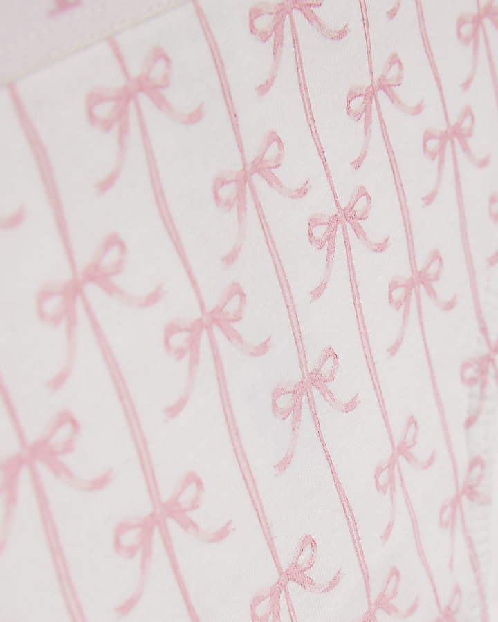 Girls White Bow Crop Top And Brief Set