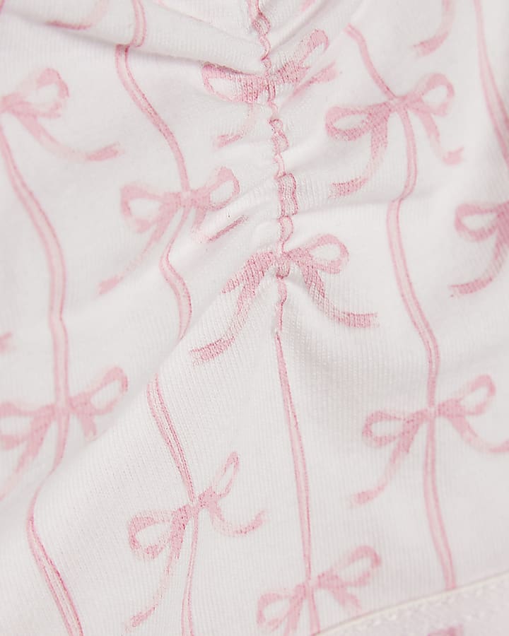 Girls Pink Ruched Bow Pack Of 3 Crop Tops