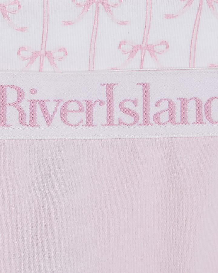 Girls Pink Bow Print Pack Of 5 Briefs