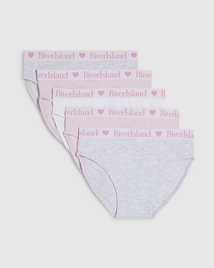 Girls Pink Pack Of 5 Briefs