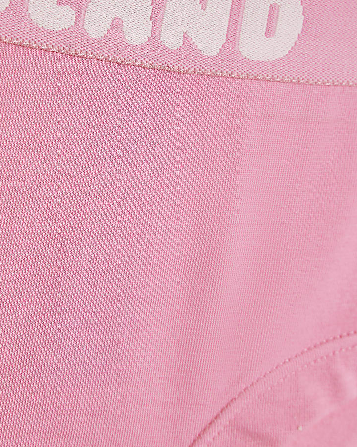 Girls Pink Strappy Crop Top And Brief Set