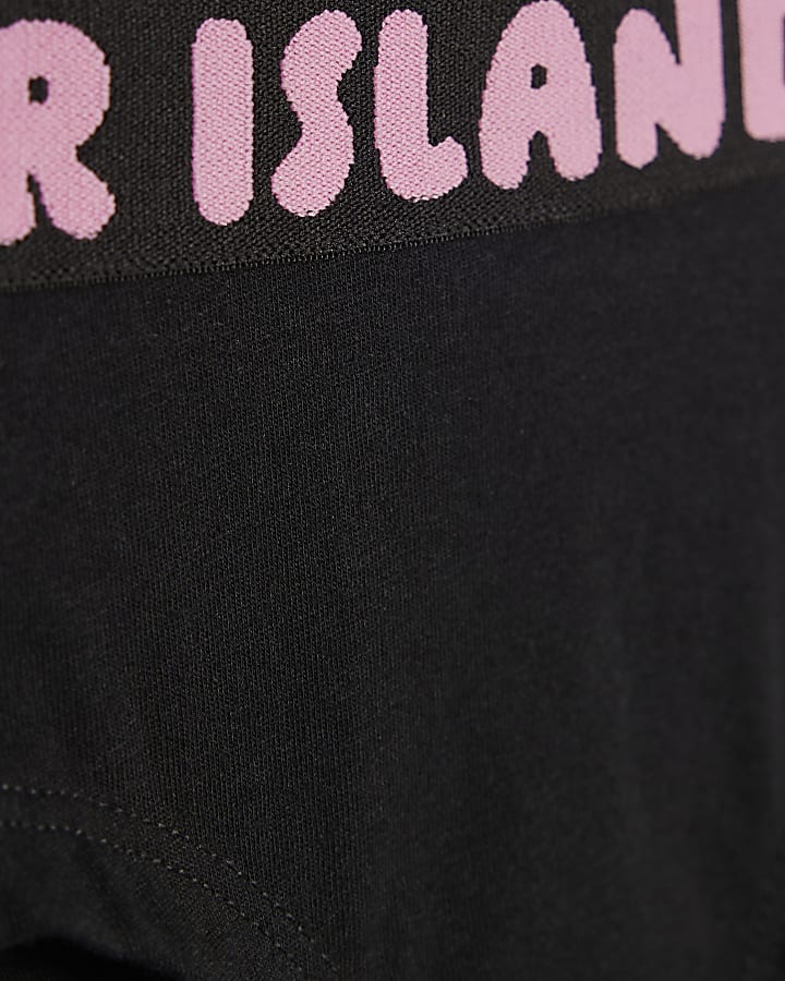 Girls Black Strappy Crop Top And Brief Set