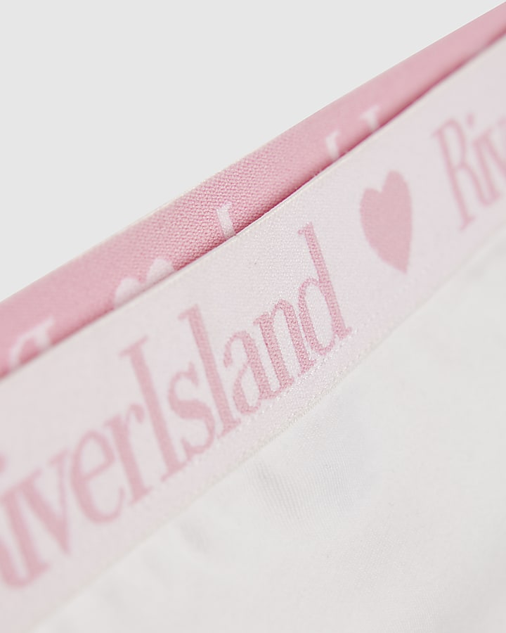 Girls White Ruched Crop Top And Brief Set