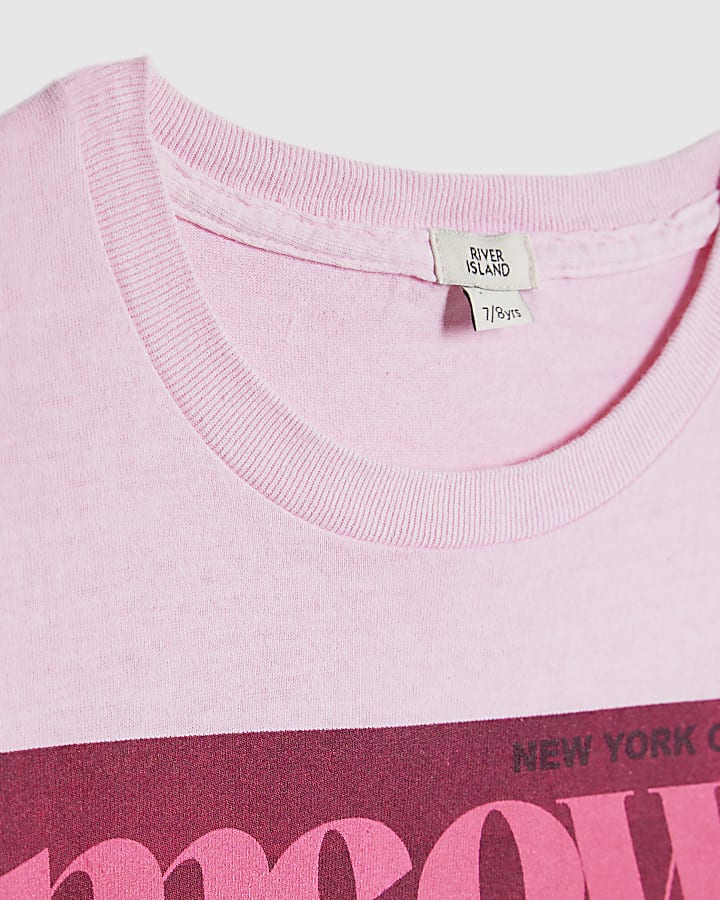 Girls Pink Meow Cat Boyfriend T-Shirt