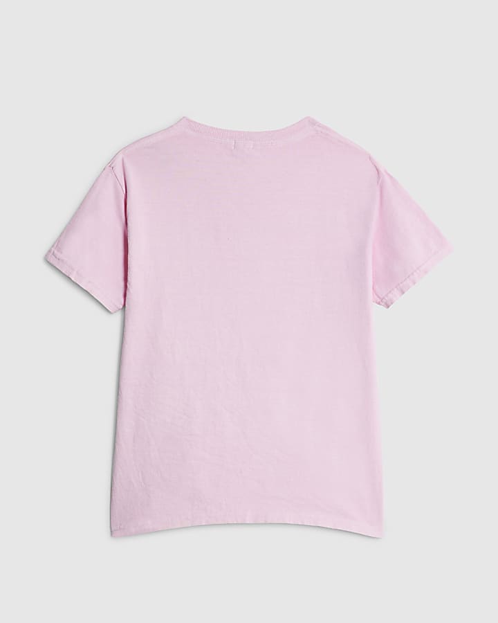 Girls Pink Meow Cat Boyfriend T-Shirt