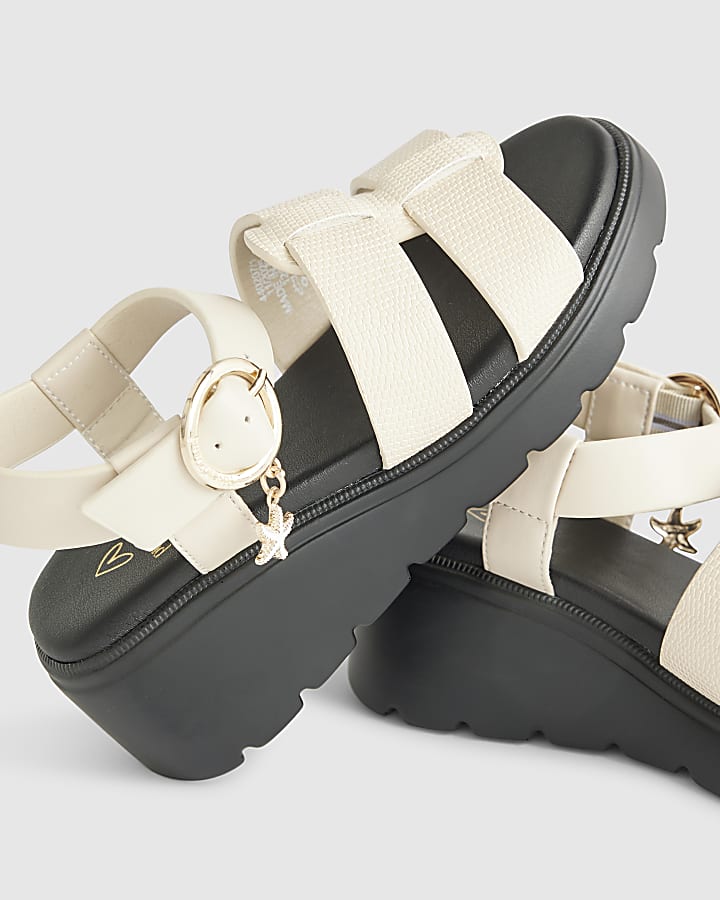 Girls Beige Wedge Sandals