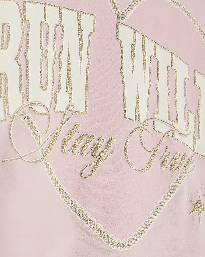 Girls Pink Wild Heart Run T-Shirt