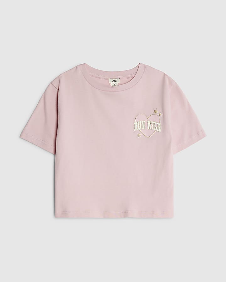 Girls Pink Wild Heart Run T-Shirt