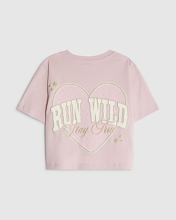 Girls Pink Wild Heart Run T-Shirt