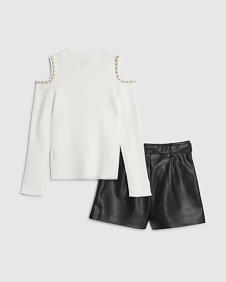 Girls White Chain Top Set