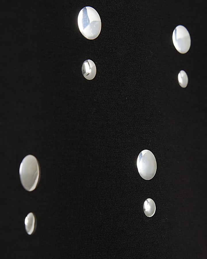 Girls Black Studded T-Shirt