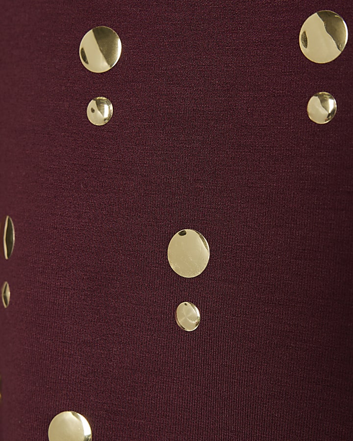 Girls Red Studded T-Shirt