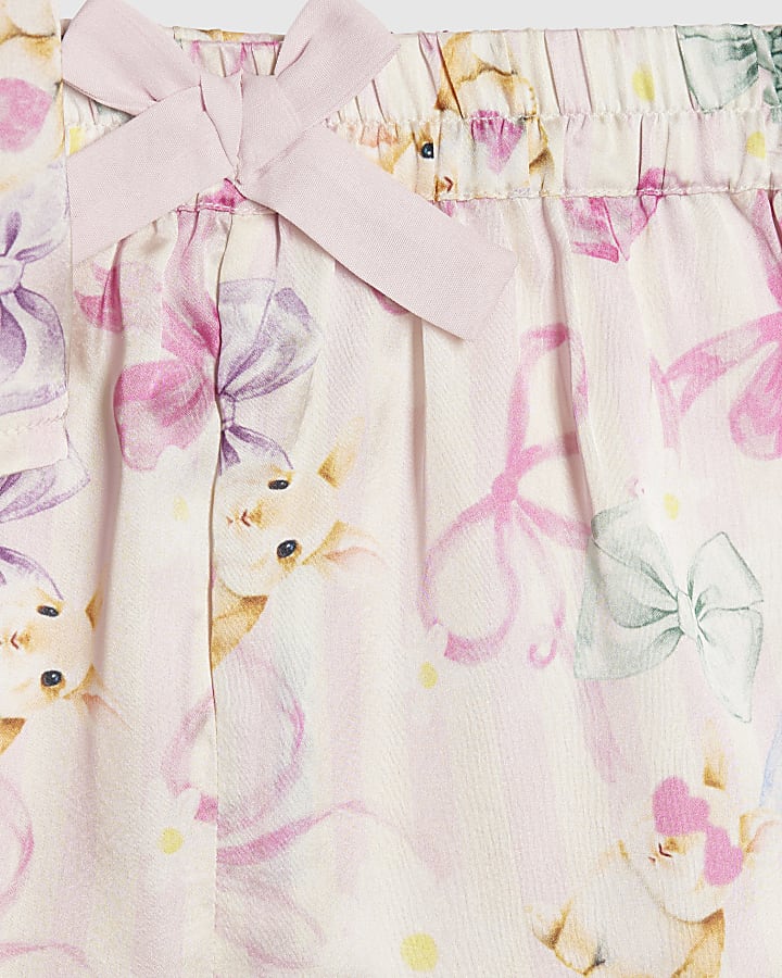 Mini Girls Pink Easter Stripe Satin Pyjamas