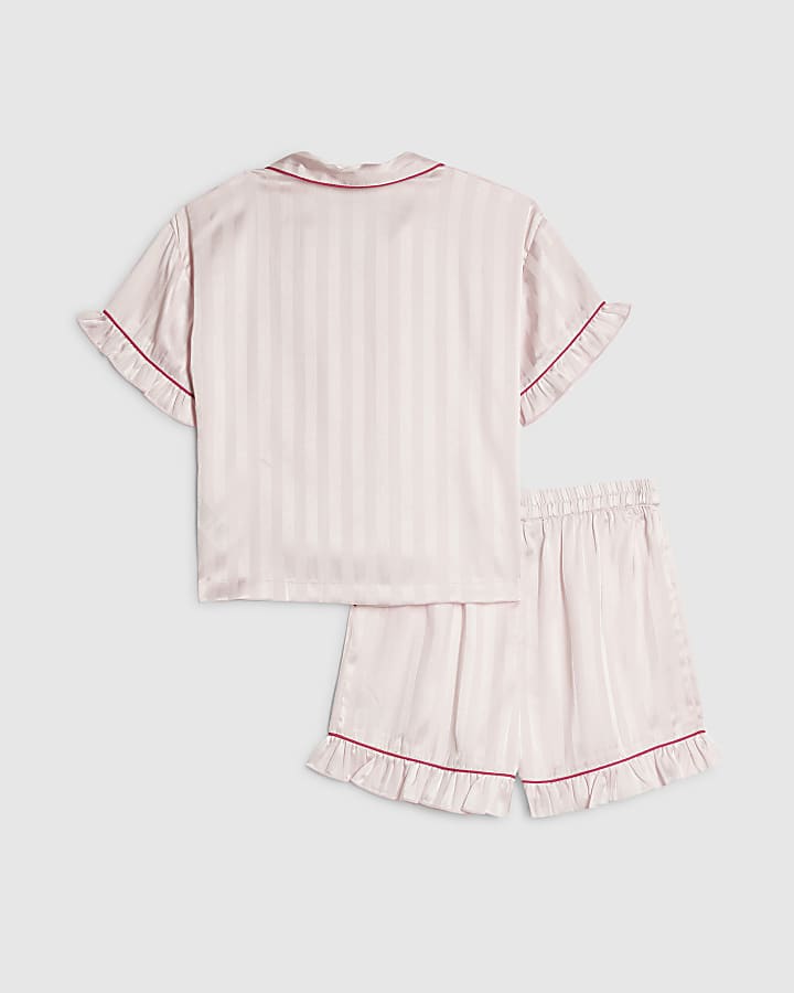 Girls Pink Hotfix Satin Pyjamas Set
