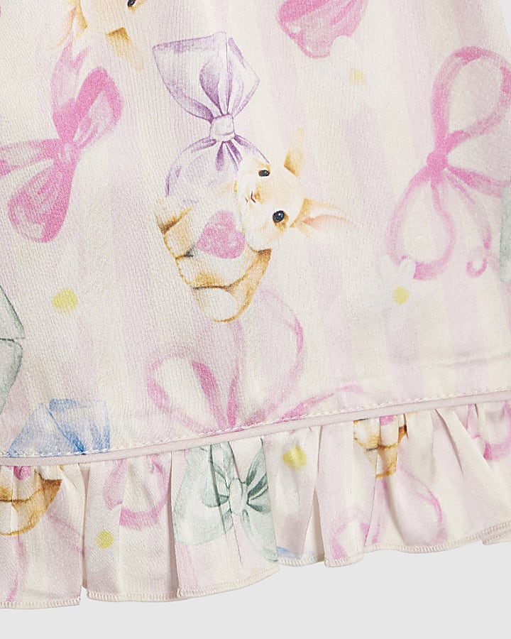 Girls Pink Easter Stripe Satin Pyjamas