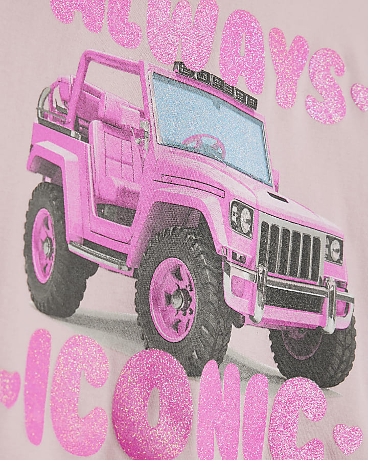 Girls Pink Always Iconic Car Crop Top