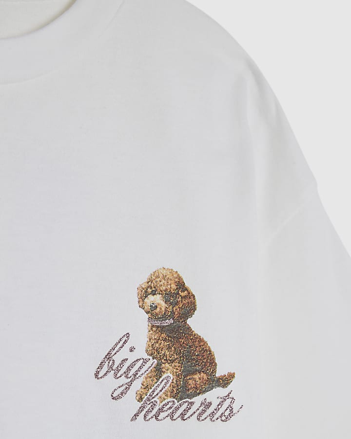 Girls White Small Dogs T-Shirt