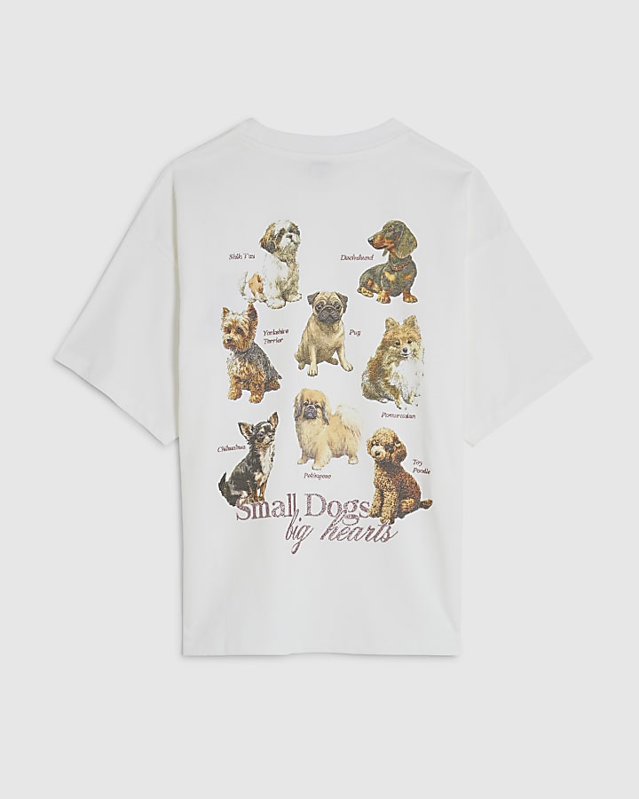 Girls White Small Dogs T-Shirt
