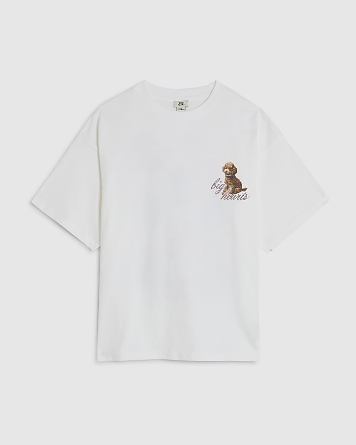 Girls White Small Dogs T-Shirt