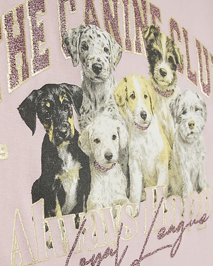 Girls Pink Canine Club Dog Crop Top