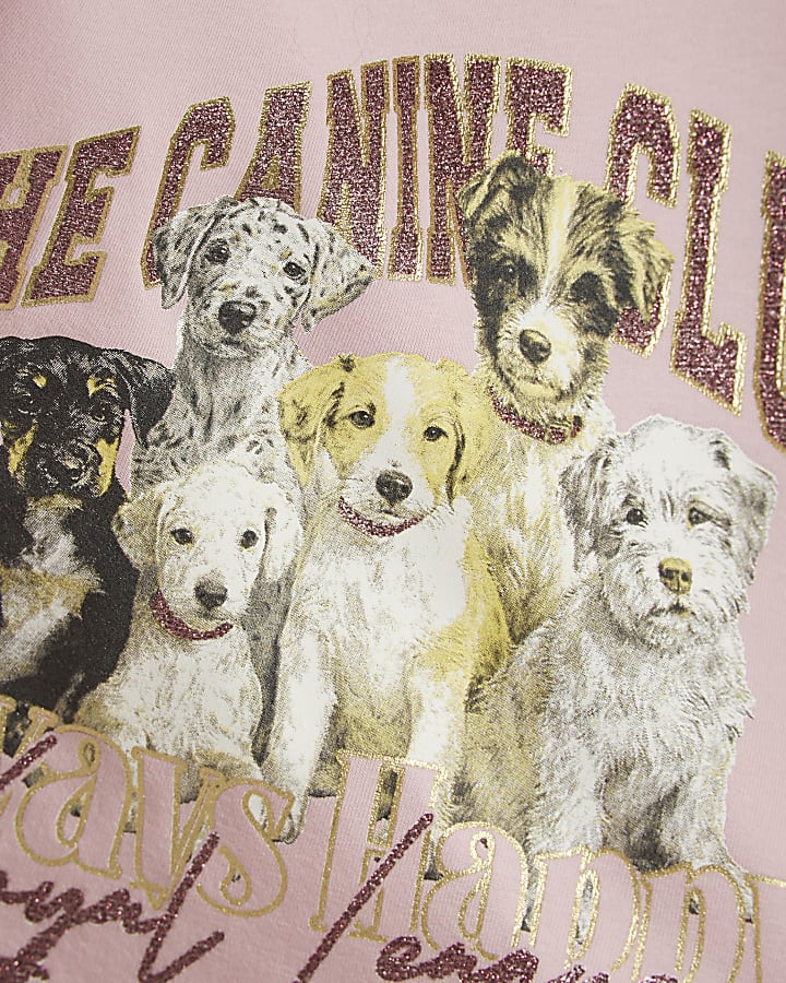 Girls Pink Canine Club Dog Crop Top