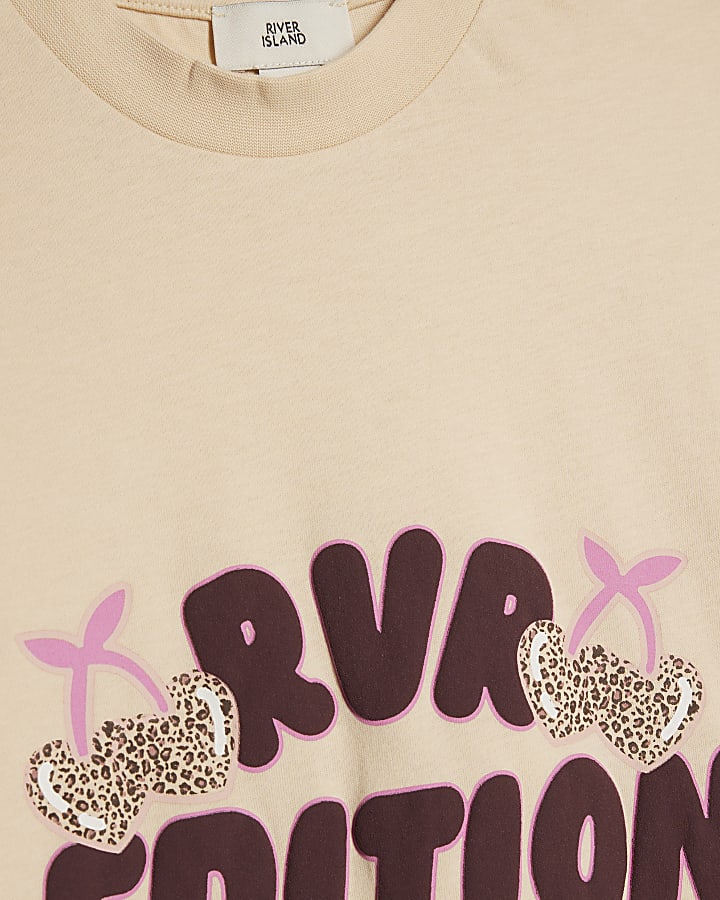 Girls Beige RVR Edition Boyfriend Fit T-shirt