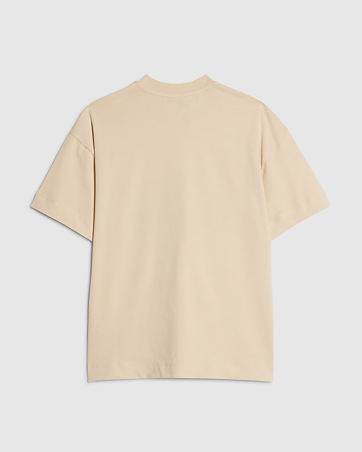 Girls Beige RVR Edition Boyfriend Fit T-shirt