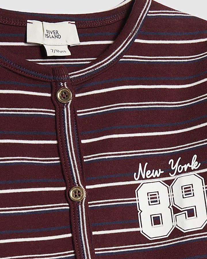 Girls Red Stripe 89 Cardigan Set