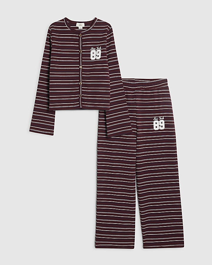 Girls Red Stripe 89 Cardigan Set