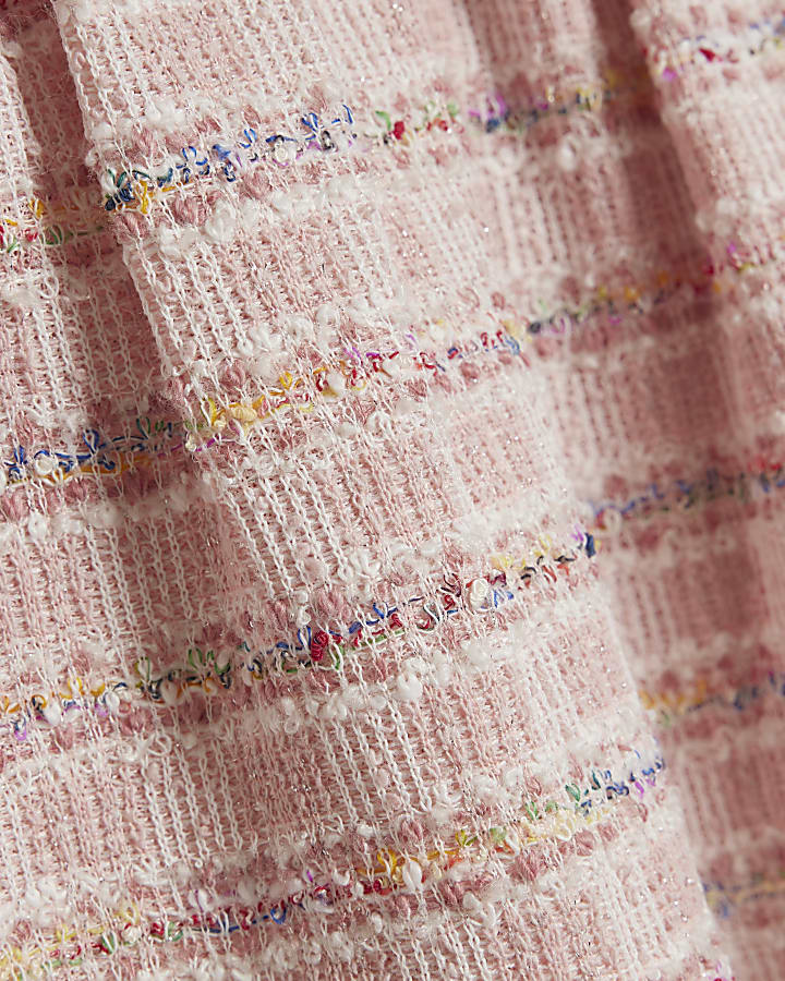 Girls Pink Boucle Skirt Set