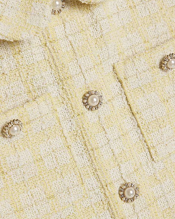 Girls Yellow Boucle Skirt Set