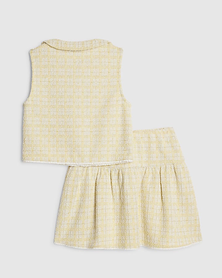 Girls Yellow Boucle Skirt Set