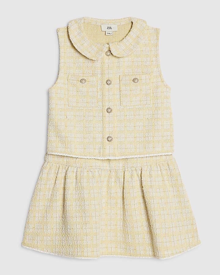Girls Yellow Boucle Skirt Set