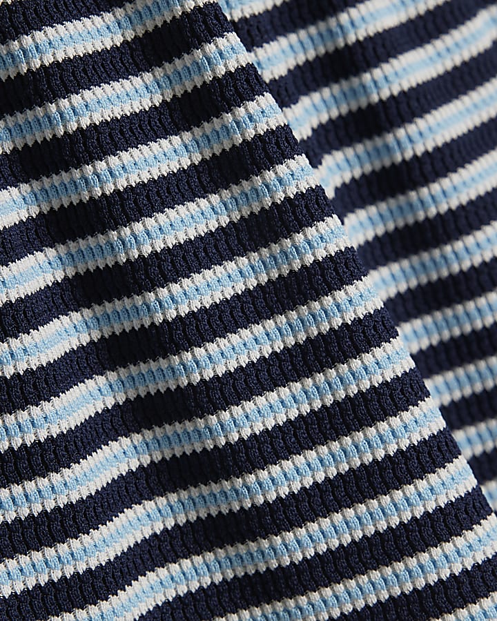 Girls Blue Stripe Polo Shirt And Skirt Set