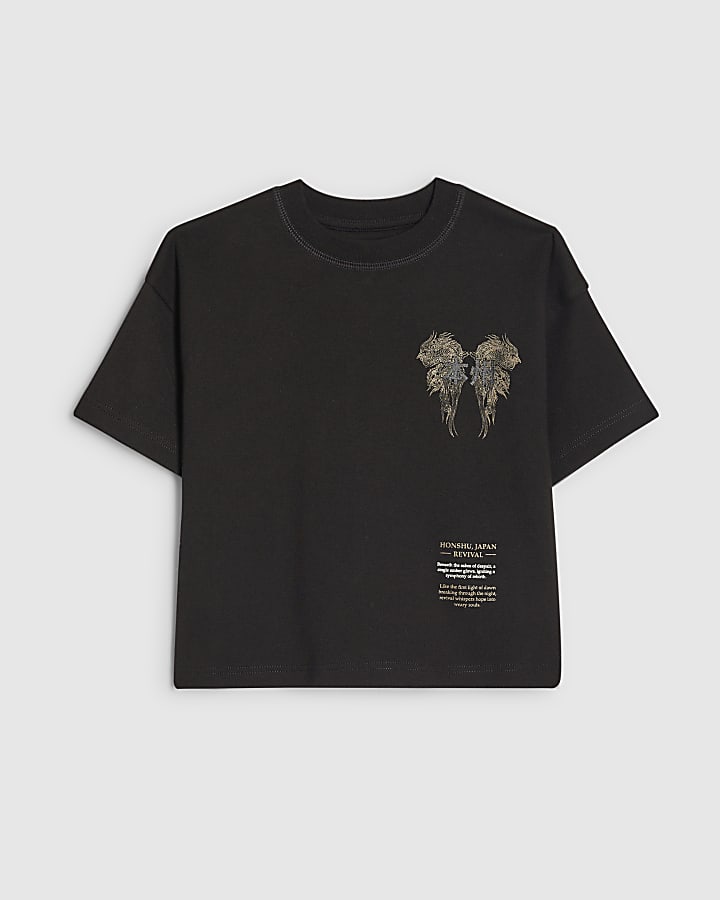 Mini Boys Black Dragon Japanese T-Shirt