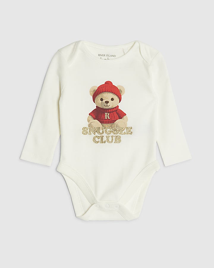 Baby Cream Snuggle Club Bear Bodysuit