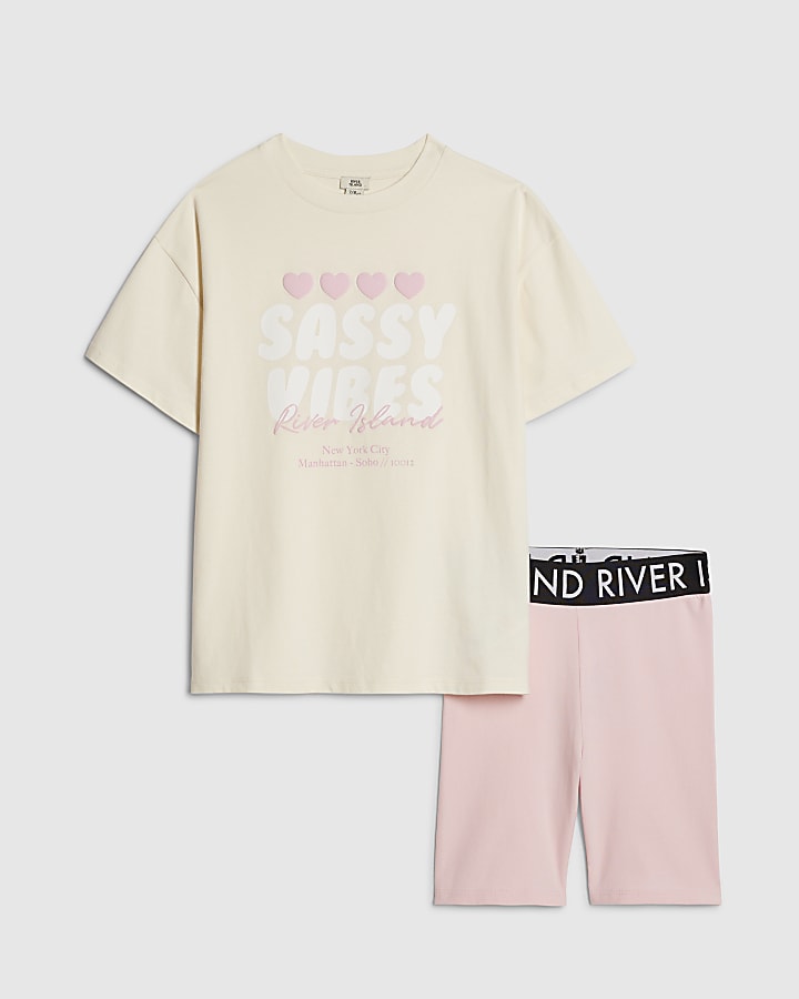 Girls Yellow Sassy Vibes T-Shirt Set