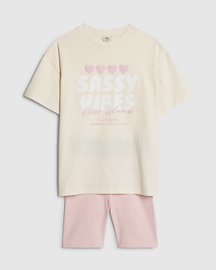 Girls Yellow Sassy Vibes T-Shirt Set