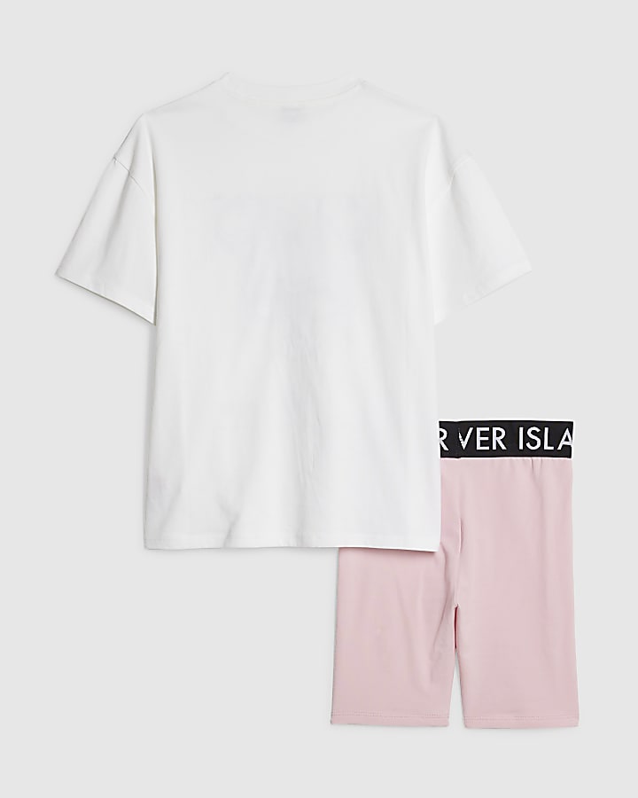 Girls White Girl T-Shirt And Shorts Set