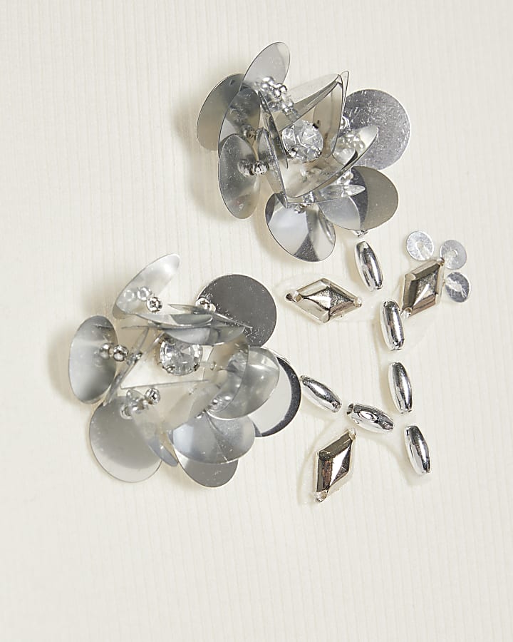 Girls White Sequin Flower T-Shirt