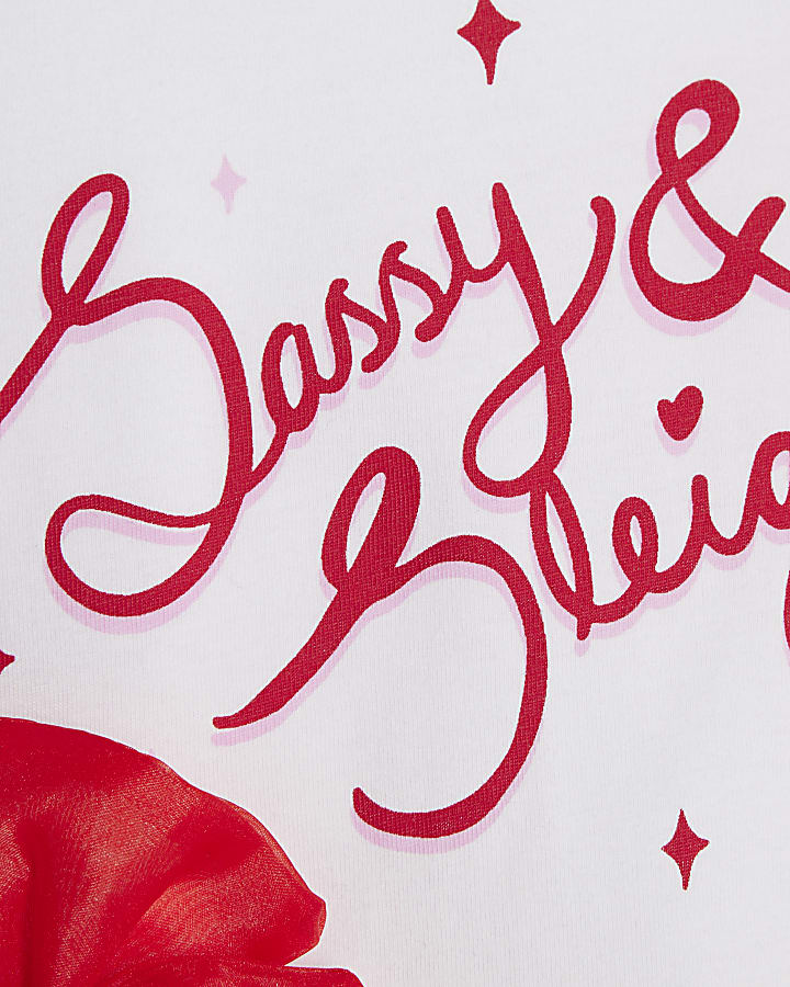 Girls White Sassy Sleigh T-Shirt