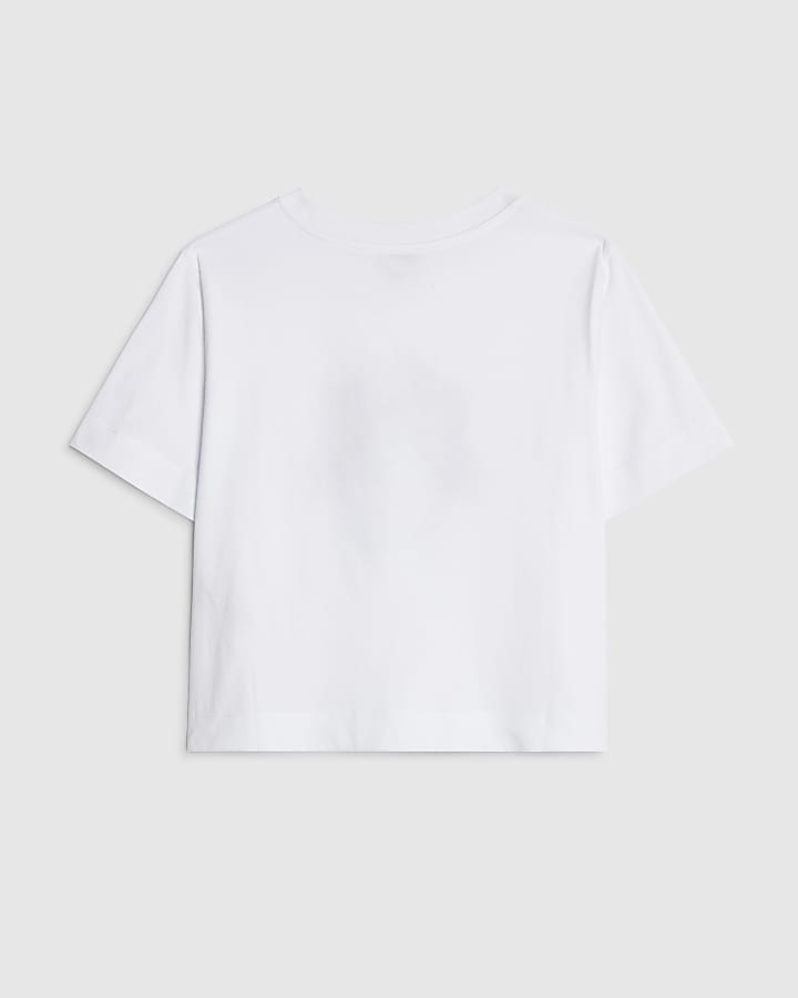 Girls White Embellished Perfume T-Shirt