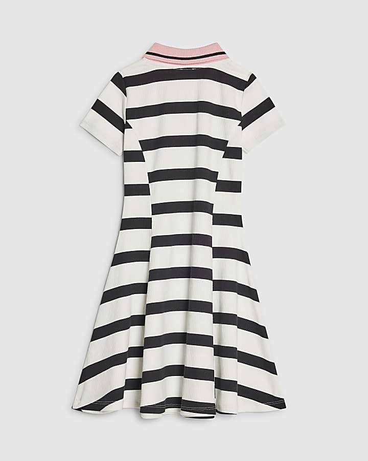 Girls Black Stripe Polo Dress