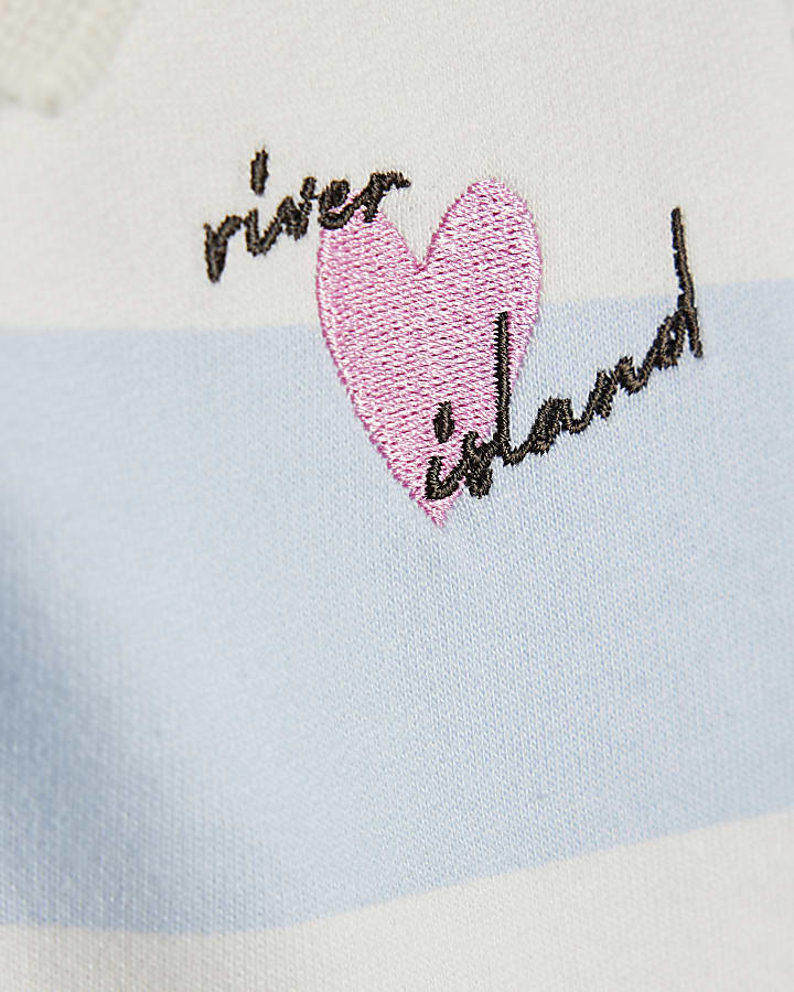 Mini Girls Blue Stripe Polo Shirt Set