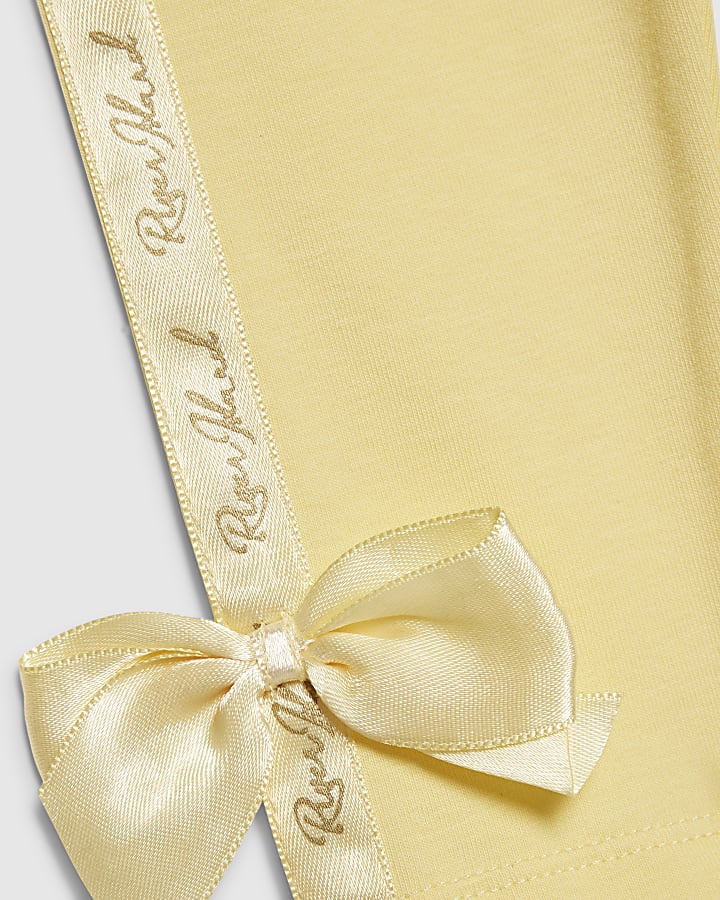 Mini Girls Yellow Satin Bow T-Shirt Set
